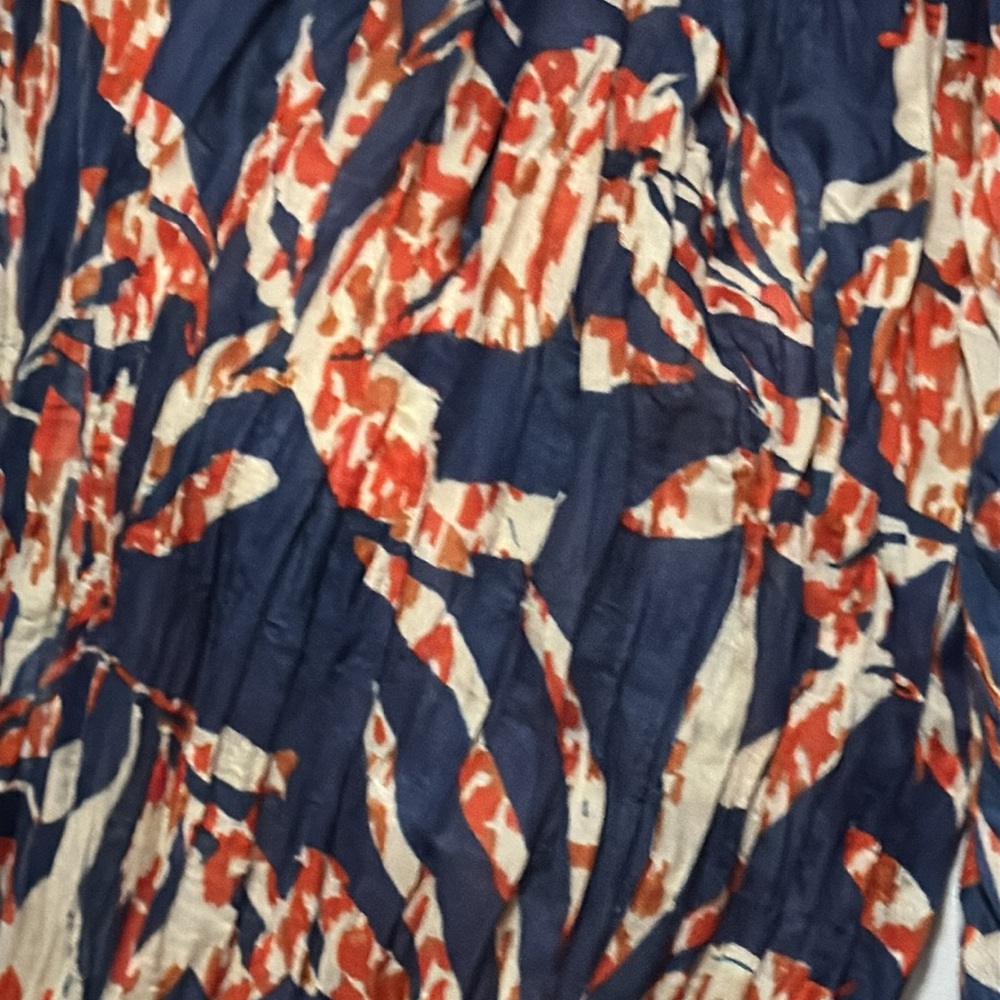 NWT-Banana Republic Scarf-Manray Hotel-Red/Navy-Polyester-Crinkle-Raw Edge - Picture 11 of 13